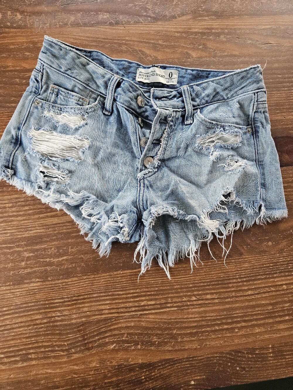Abercrombie & Fitch Distressed Light Blue Denim Cutoff Boyfriend 25 0 Shorts